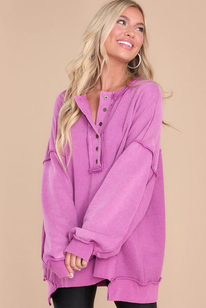 Fuchsia Exposed Seam Sweatshirt