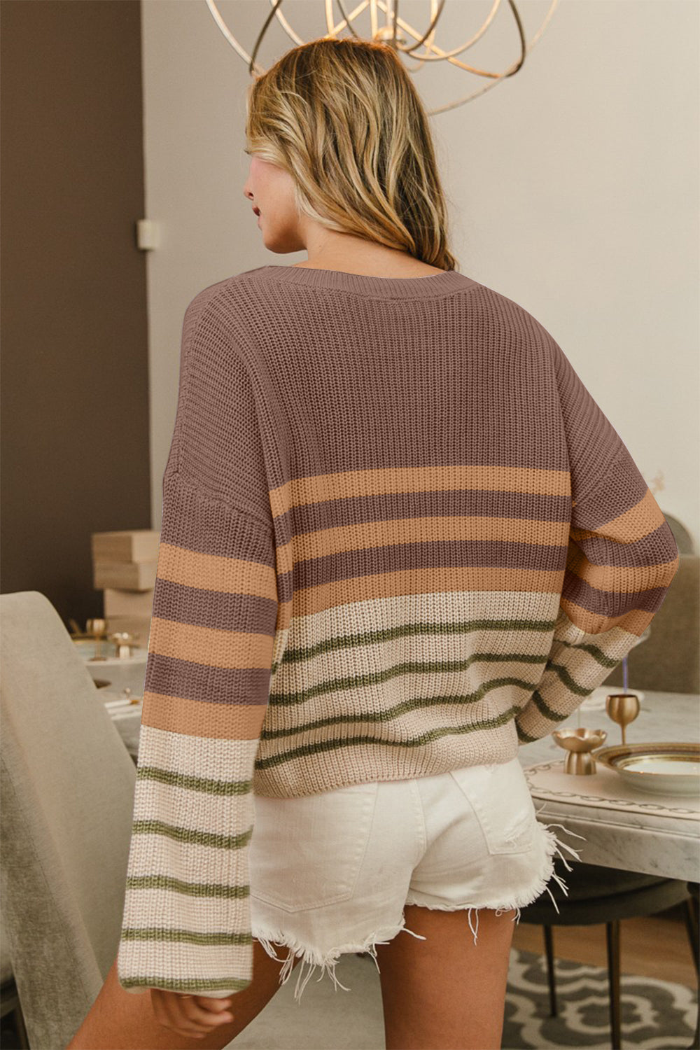 Marlowe Color Block Striped Sweater