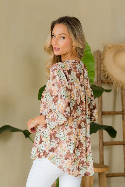 Liana Floral Notched Top