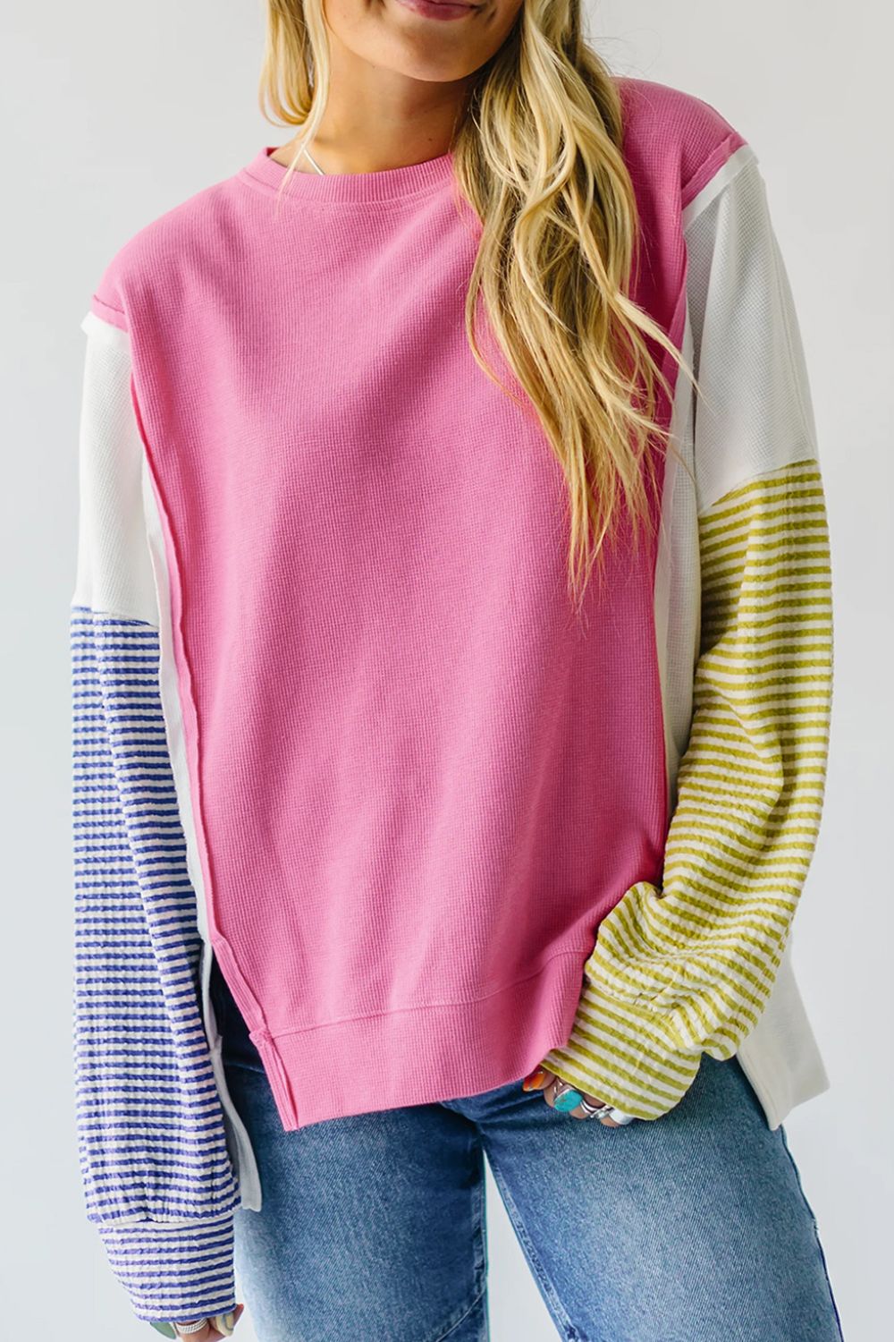 Eulalia Exposed Seam Color Block Sweatshirt