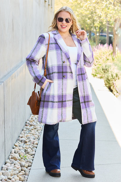 Evergreen Plaid Lapel Coat