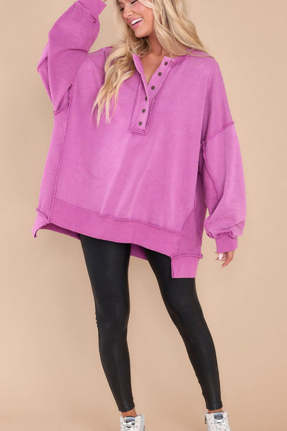 Fuchsia Exposed Seam Sweatshirt