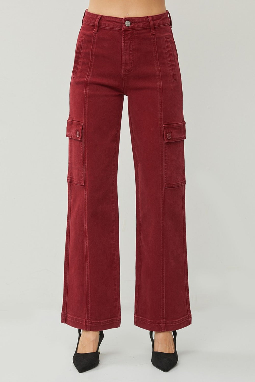 Bordeaux Cargo Wide Leg Jeans