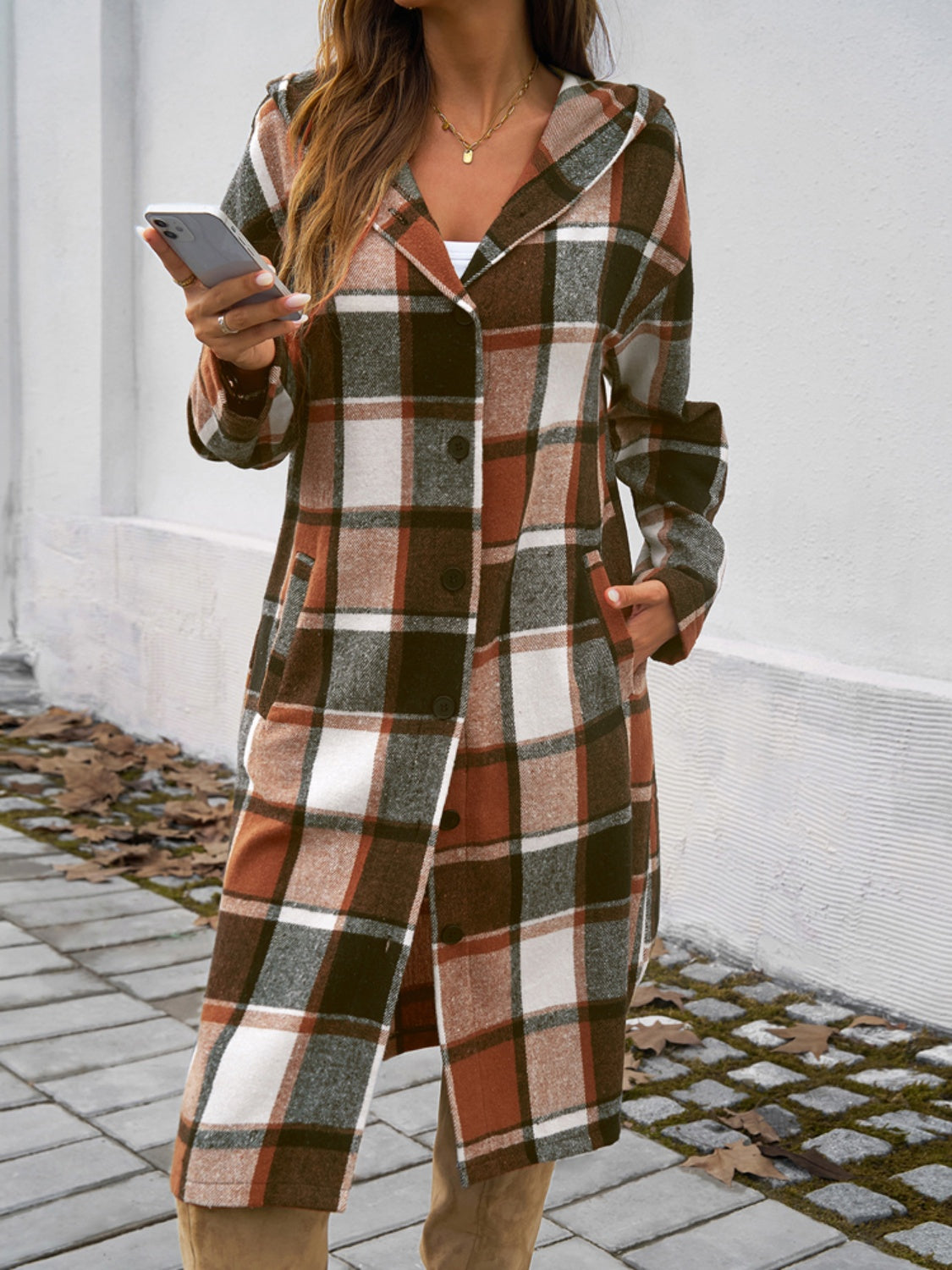 Alina Plaid Hooded Coat