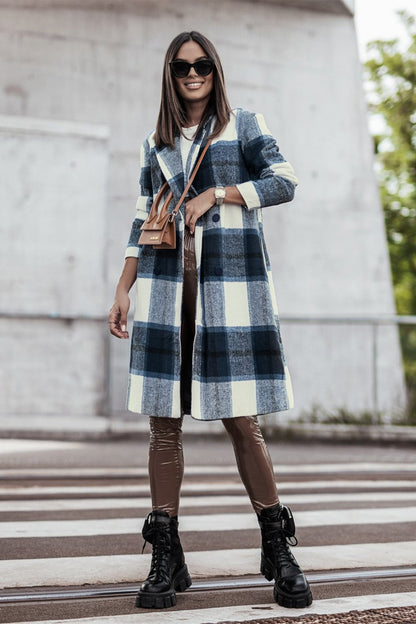 Evergreen Plaid Lapel Coat