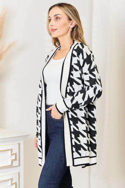 Ophelia Houndstooth Longline Cardigan