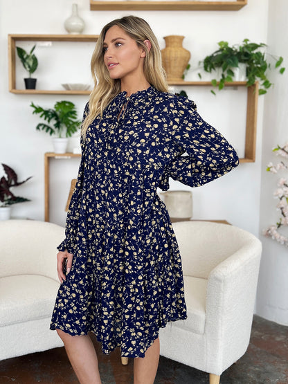 Midnight Blooms Tiered Dress