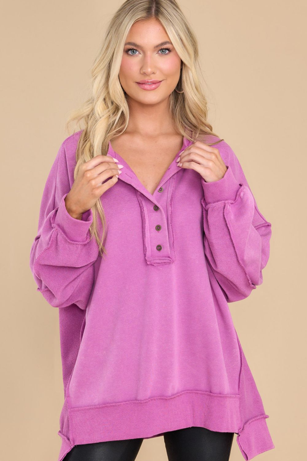 Fuchsia Exposed Seam Sweatshirt