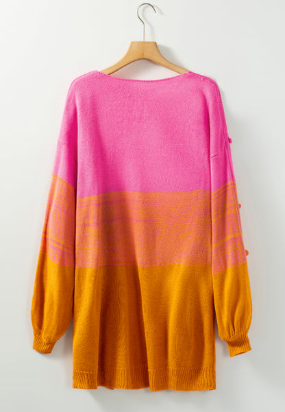 Marigold PomPom Color Block Cardigan