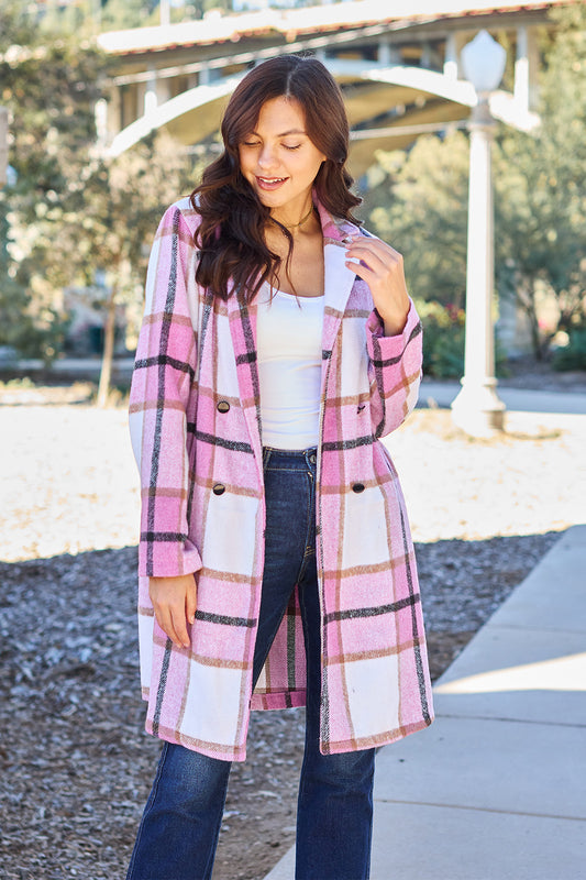 Evergreen Plaid Lapel Coat