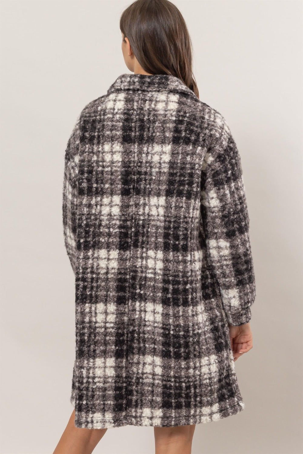 Rowan Plaid Bouclé Longline Shacket