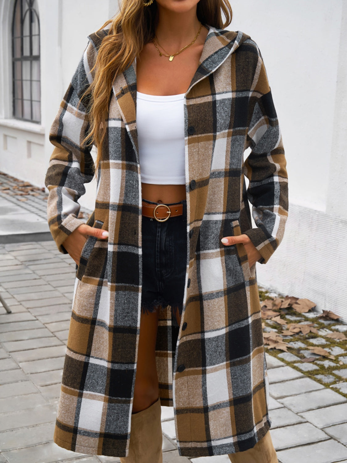 Alina Plaid Hooded Coat