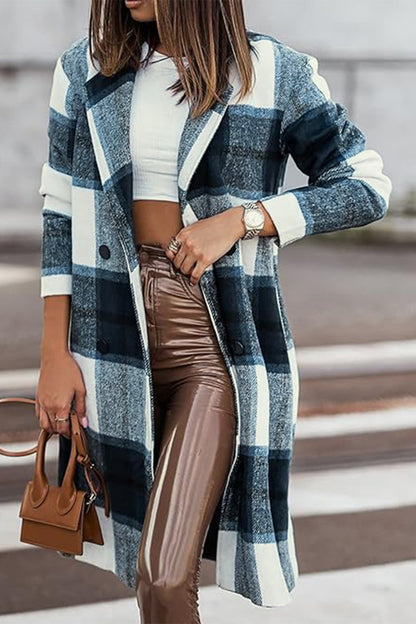 Evergreen Plaid Lapel Coat