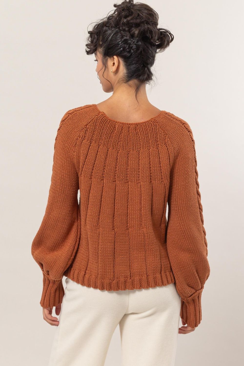 Odessa Cable-Knit Raglan Sleeve Sweater