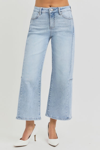 Selene High Rise Wide Leg Cropped Jeans by RISEN