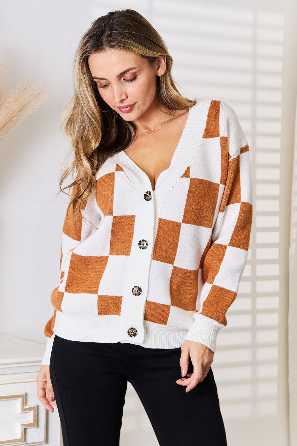 Beatrix Checkered Cardigan