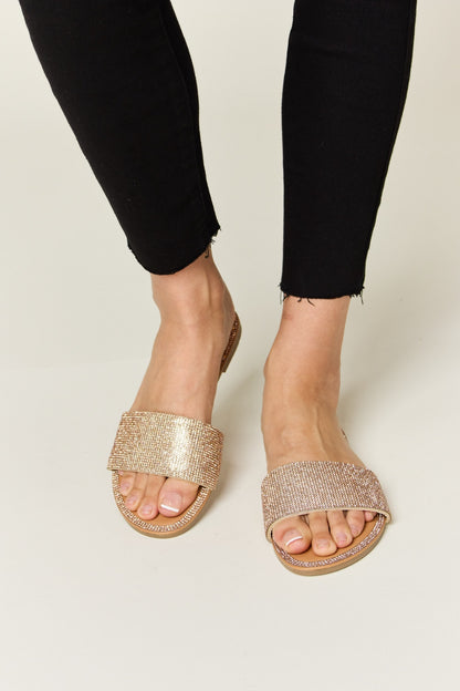 Aurora Rose Gold Flat Sandals