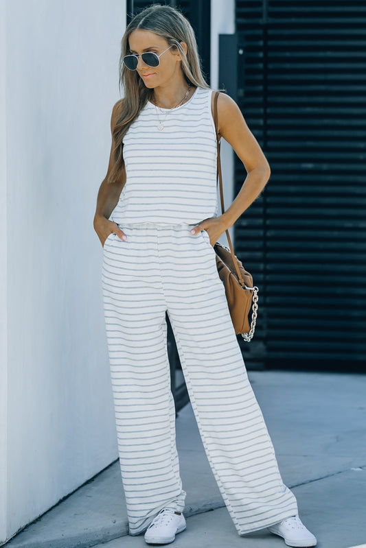 Azure Striped Jumpsuit