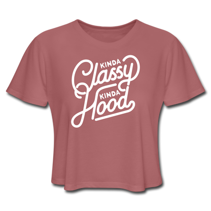 Kinda Classy Kinda Hood Women's Cropped T-Shirt - mauve