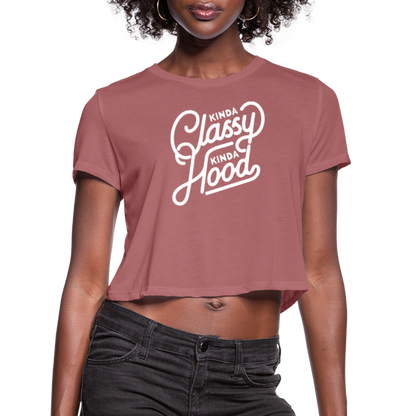 Kinda Classy Kinda Hood Women's Cropped T-Shirt - mauve