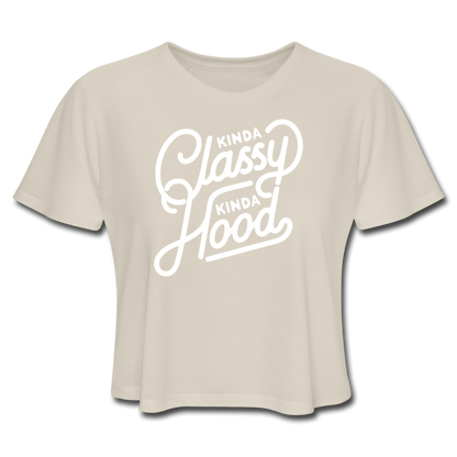 Kinda Classy Kinda Hood Women's Cropped T-Shirt - dust