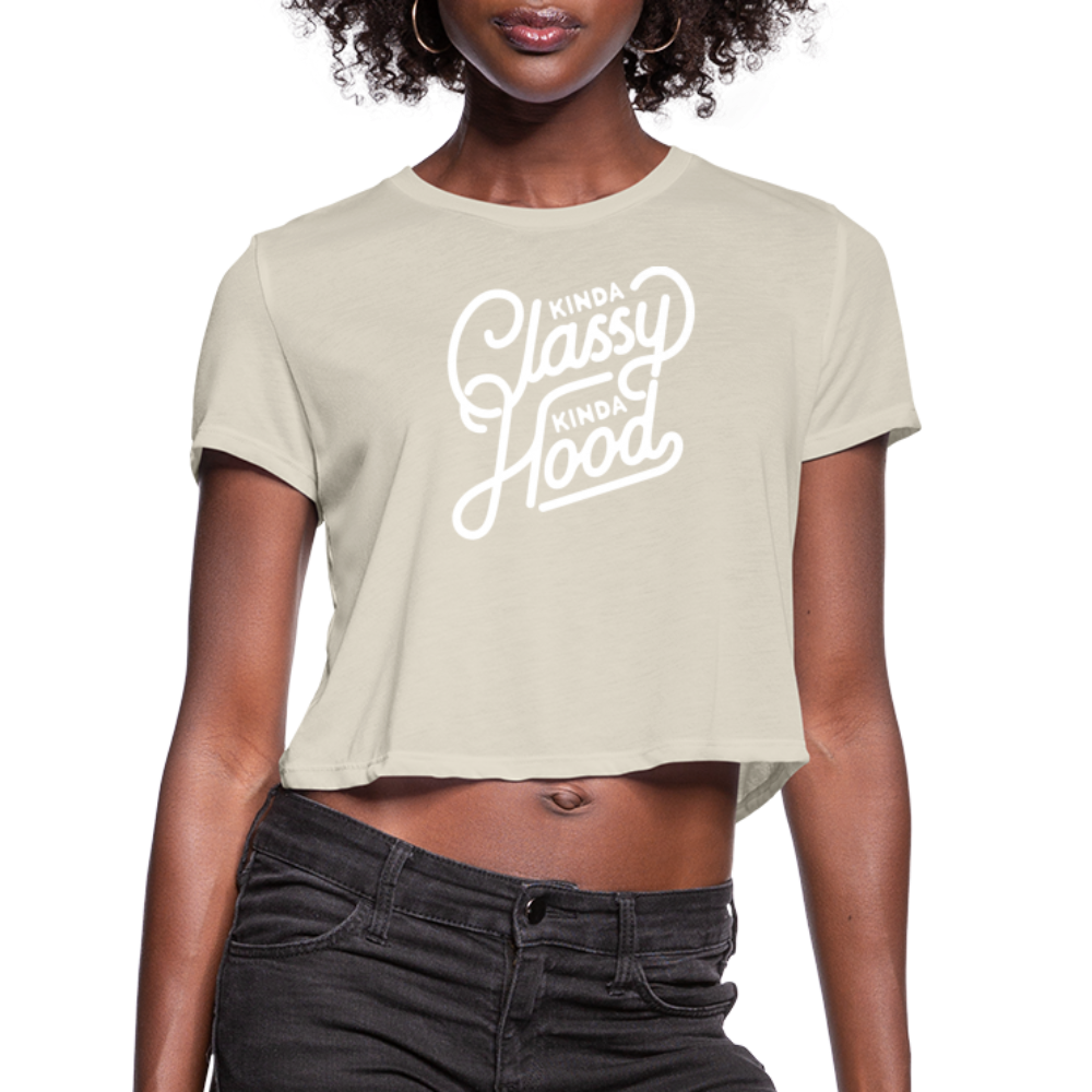 Kinda Classy Kinda Hood Women's Cropped T-Shirt - dust