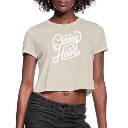 Kinda Classy Kinda Hood Women's Cropped T-Shirt - dust