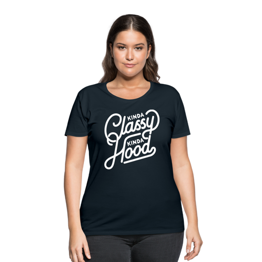 Kinda Classy Curvy Tee - navy