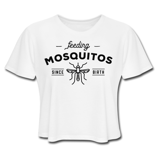 Feeding Mosquitos Cropped Tee - white